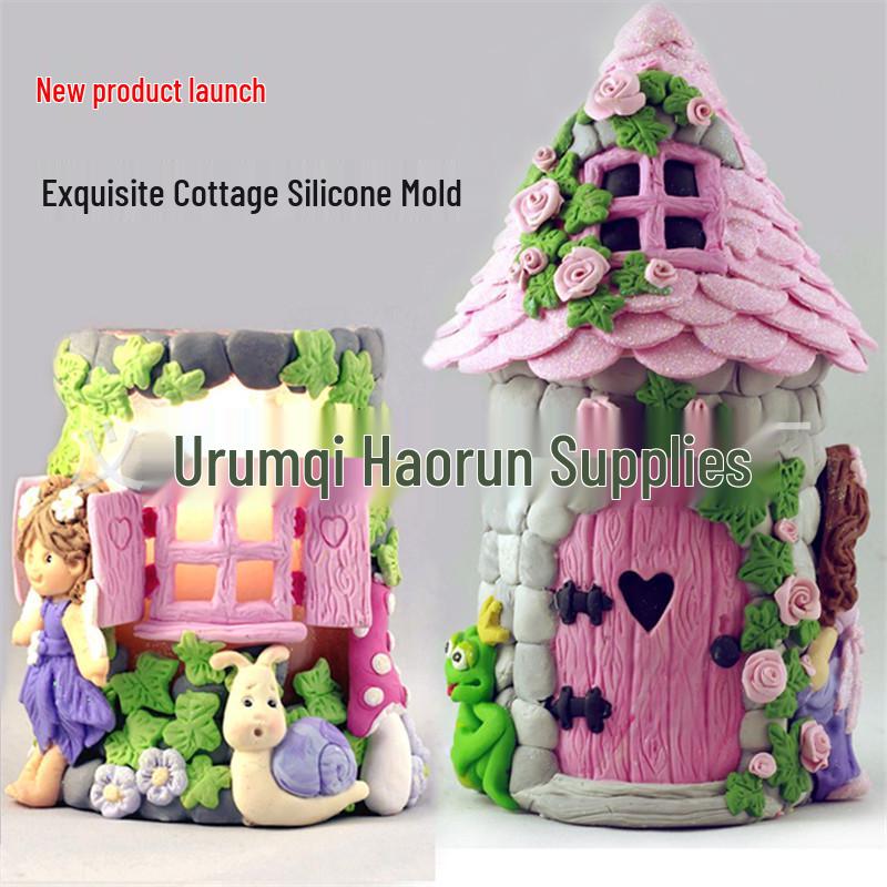 Mushroom House Fairy Tale Silicone Mold for Log Cabin Cakes and Chocolates