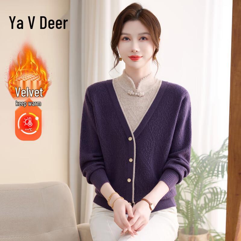 

Yalu 2025 Women s Velvet-Lined Knit Sweater 4XL