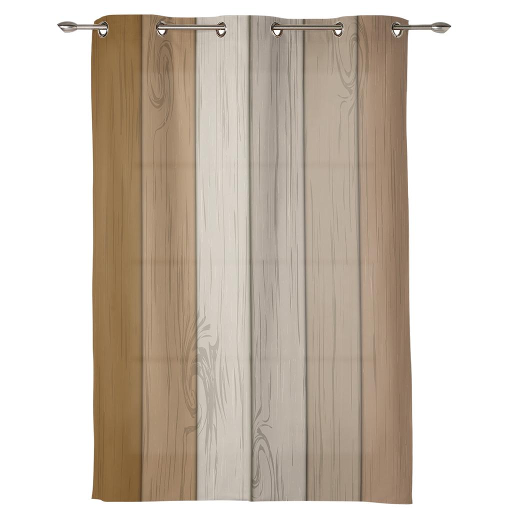 Vintage Khaki Brown Gradual Wood Grain Curtains for Bedroom Living Room Drapes Kitchen Kid's Room Window Curtain Home Decor