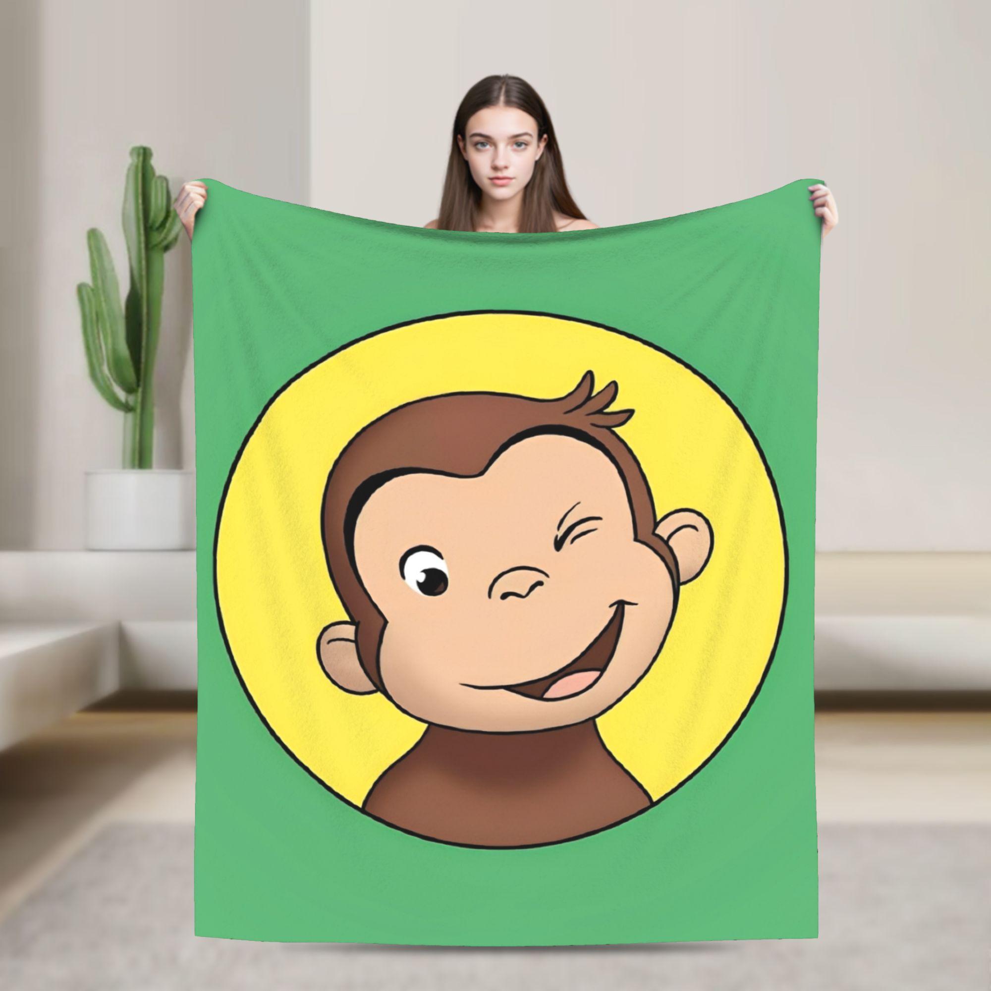 

Warm Soft Blankets Picnic Cartoon Curious George Throw Blanket Flannel Bedspread For Couch Chair Sofa Bed Fluffy Sofa Bed Cover 130x150cm