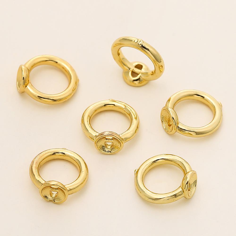 10/20pcs 14/18K Gold Plated Brass End Bead Tip Double Hole Connector Rings for DIY Jewelry Bracelet Necklace Making Supplies