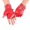 Women's Half-Finger Leather Dance Gloves with Rivet Chain for Performance and Street Dance