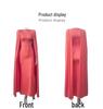 Elegant European Style Autumn/Winter Women's Evening Gown - Solid Color, Pleated, Round Neck, Waist-Cinched Skirt