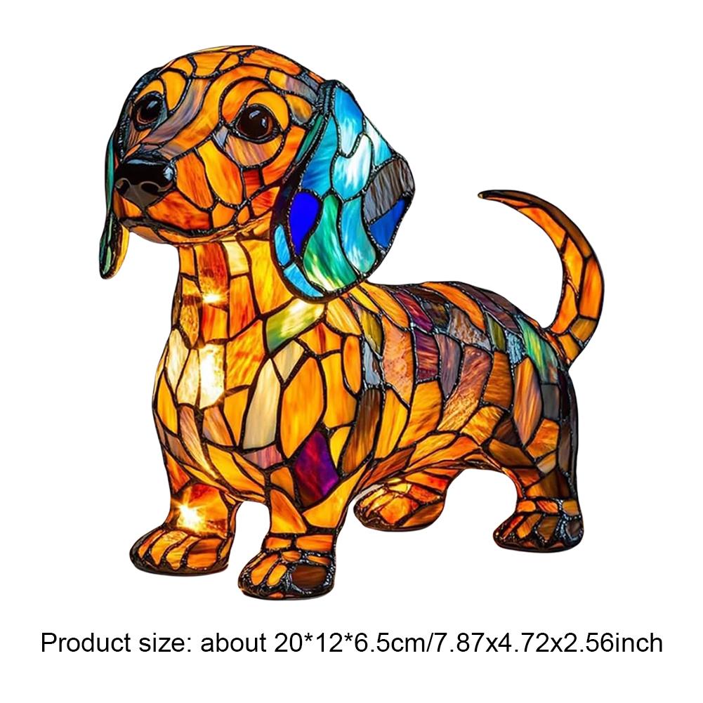 Colored Resin Animal LED Light Dog Series Art Night Light 3D Stained Resin French Handmade Table Lamp Pet Bedroom Ornaments