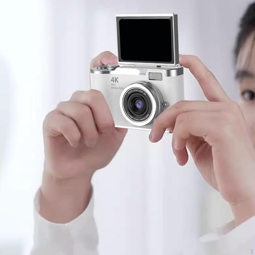 4K Digital Camera 180° Flip Screen 2.4 Inch 48MP 8x Zoom for Beginners Adults