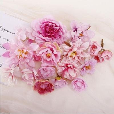 Rose Mixed Artificial Flowers Heads Silk Fake Flowers for Home Room Decor Wedding Decoration DIY Craft Garland Gifts Accessories