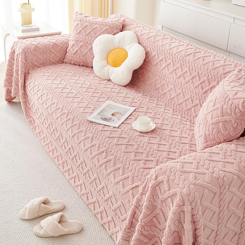 Autumn and Winter Plush Sofa Towel Lambswool Sofa Cover Cloth Slipcover Cream Simple Modern Style Thickened Sofa Cover