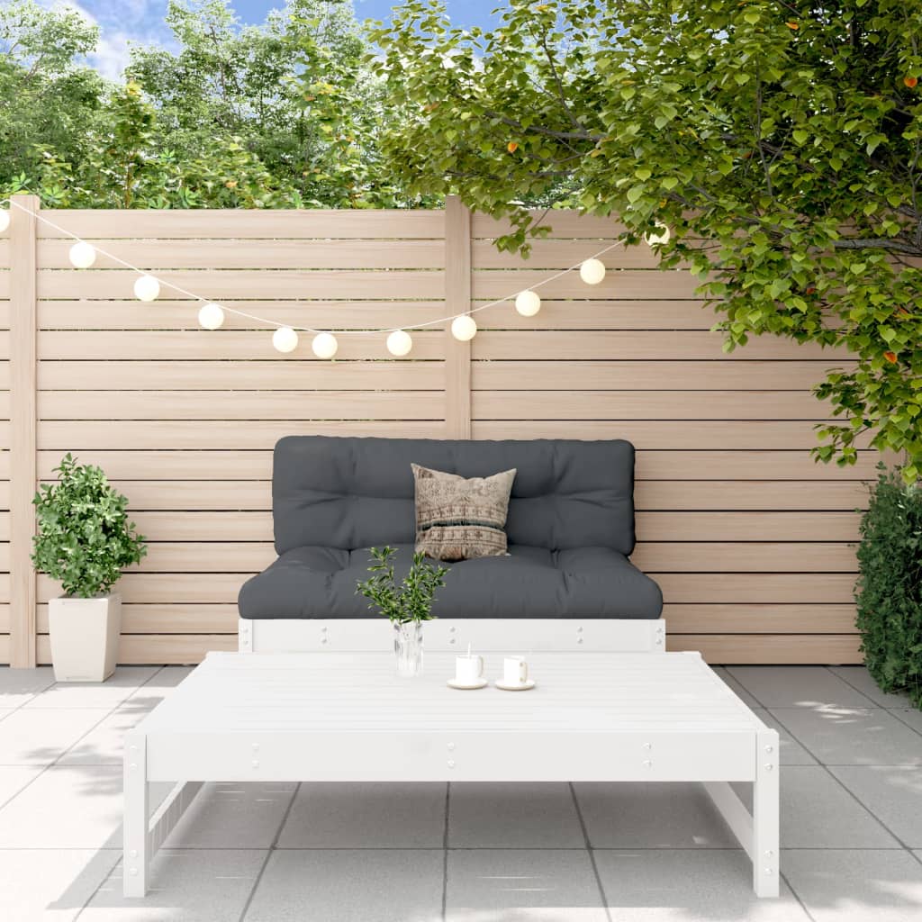 Vidaxl 2-Cz. Garden Furniture Set, White, Solid Pine Wood