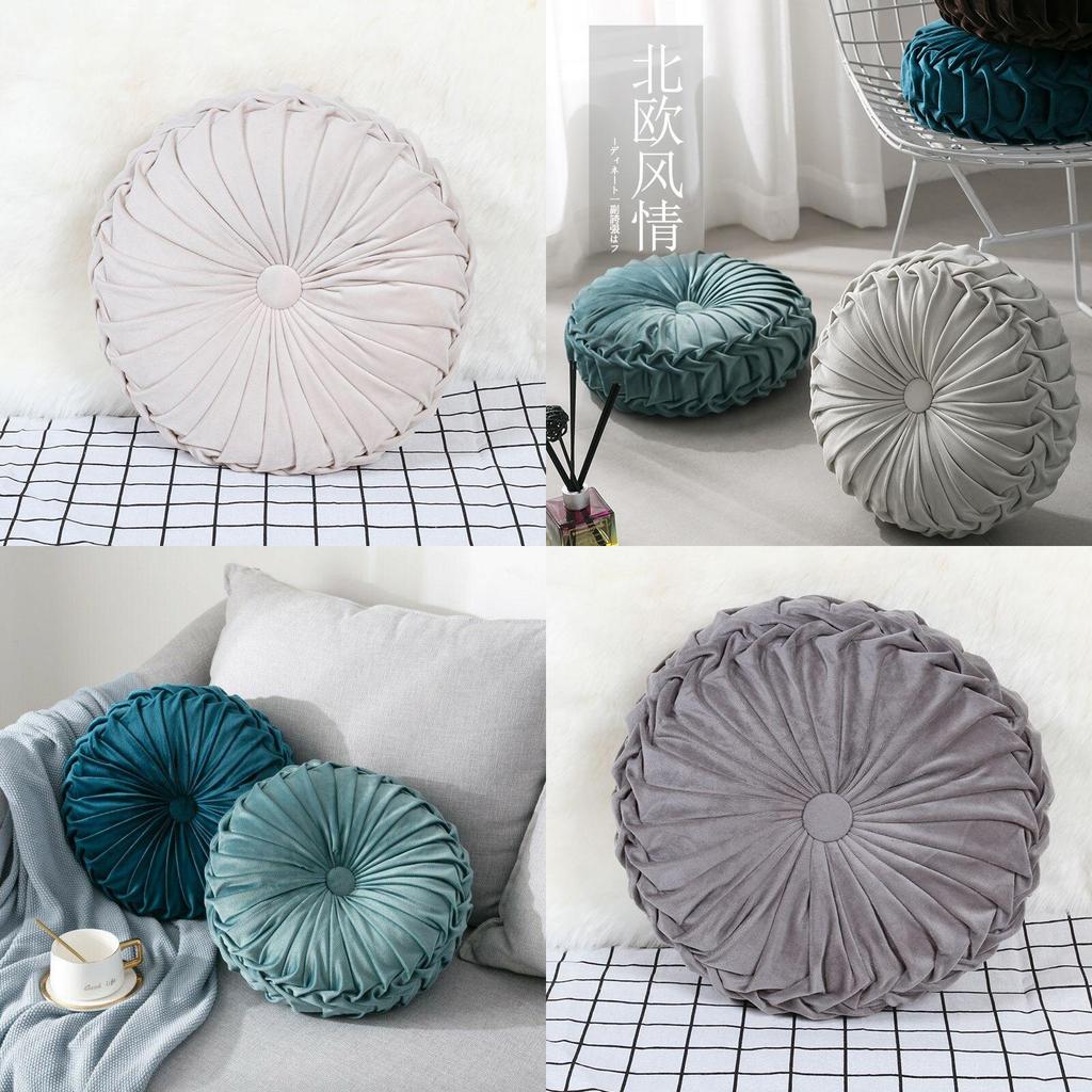 Durable And Reliable Plush Pleated Round Pumpkin Pillow Sofa Cushion Home Accent