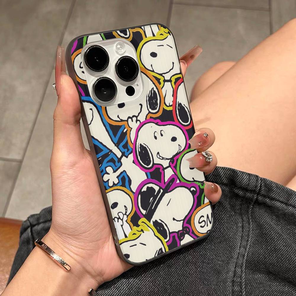 Cute Cartoon S-Snoopys For IPhone 17 16 15 14 13 12 11 Pro Max Plus Pro Corrugated Shockproof Matte Phone Cover