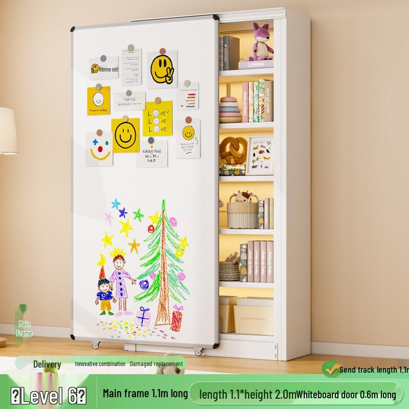 Steel Bookshelf with Whiteboard Doors, Multi-Layer Library Bookcase, Children's Picture Book Rack