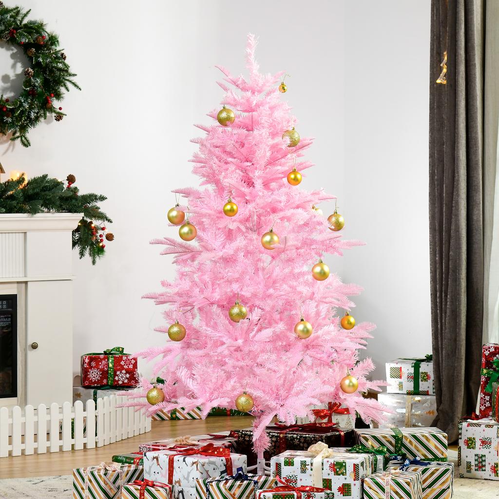 5FT Artificial Christmas Tree Holiday Xmas Holiday Tree Decoration with Automatic Open for Home Party, Pink