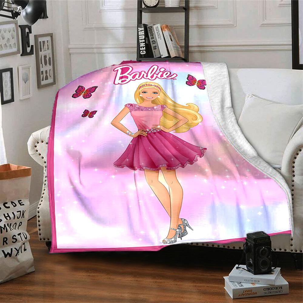 Barbie Pink Dress Flannel Blanket Super Soft Warm Cozy Blanket For Sofa Bed Office Travel Allseason Home Decor Gift