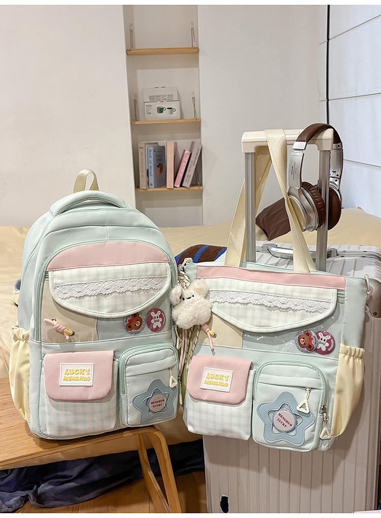 Kawai Large Capacity Backpack for Women Versatile for High School College Students Backpack Instagram Style Backpack Trend