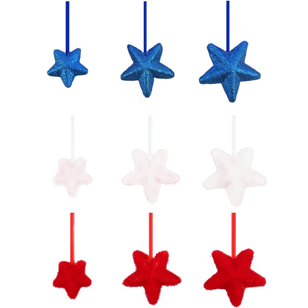 Glitter Star Picks Foam Sparkly Sticks Patriotic Star Picks White Red Blue Star Shaped Ornament Independence Day Party Favors