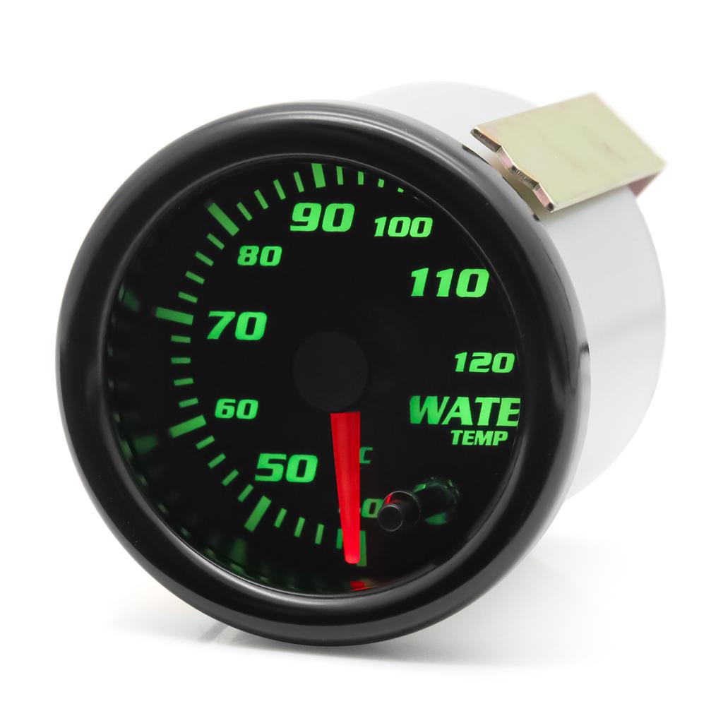 Smoked Face 7 Color Light 52mm Water Temperature Gauge with Temp Joint Pipe Sensor 26-40mm Hose Adapter for Gasoline Car 12V