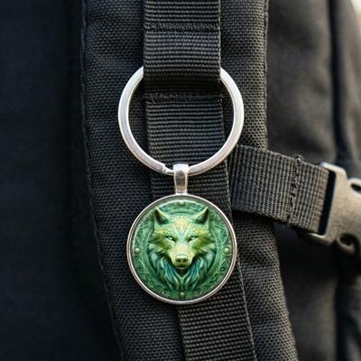 Moda Nuovo Lobo Testa Piatta 2D Gemma del Tempo Portachiavi Uomo Portachiavi Auto Donna Portachiavi Borsa Gadget Regalo Festa