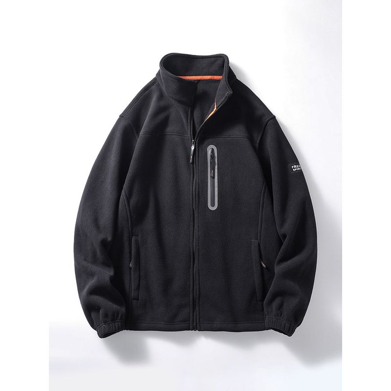 Fleece Jacket for Men, Autumn and Winter, Stand-Up Collar, American-Style Cardigan, Zip-Up Jacket, Sweatshirt, Foreign Trade Men's Fleece Clothing