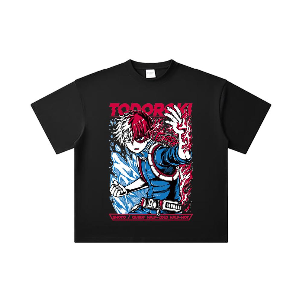 260 GSM Double Yarn 32 Count 100% Cotton My Hero Academia V10 Shoto Print Unisex Heavy Cotton T Shirt