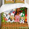 Nursery Bedding Set Comforter Duvet Cover Pillow Shams Funny Playful Jungle Animals Wildlife Mammal Bedding Cover Double Bed Set