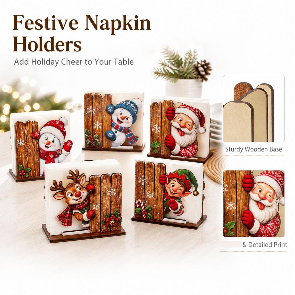 Christmas Shaped Wooden Photo Desktop Ornament for Holiday Home Decor