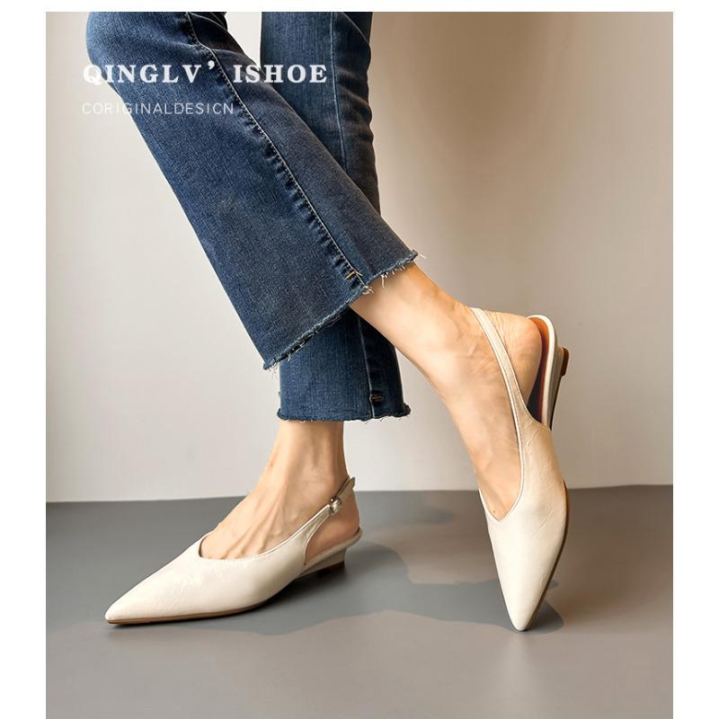 Pesstwei Women Pumps Elegant Buckle Strap Pointed Toe Low Heels Party Dress Ladies Sandals Summer Spring Mule Shoes