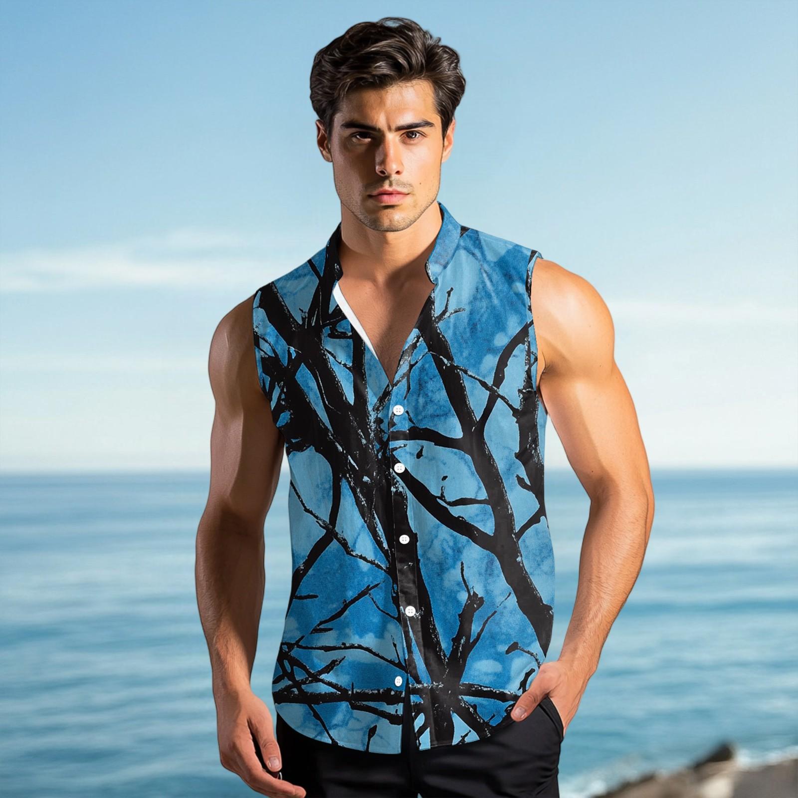 

Чоловіча мода Принтована Безрукавка з Лацканами на Ґудзиках XL