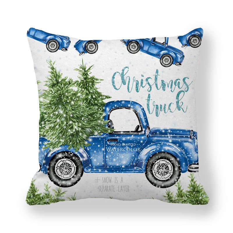 

Новогодняя Рождественская подушка, Рождественская наволочка, наволочка с мультяшным автомобилем, Рождеством, домашняя, настраиваемая 45x45cm