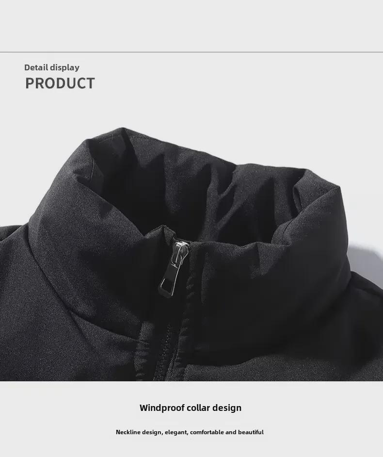 Men's and Women's Winter Stand Collar Down Jackets - Thick, Solid Color, Casual Fit