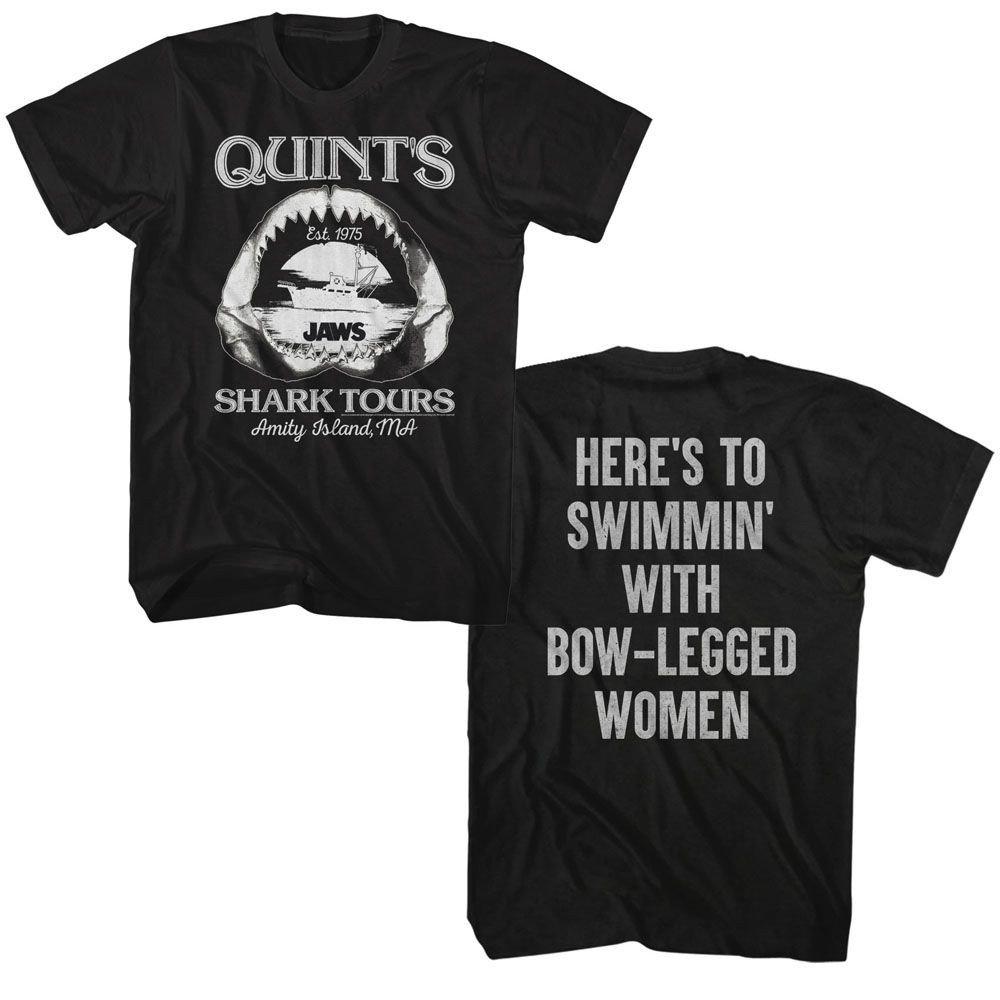 Jaws Quints Quote Black Adult TShirt Summer Mens and Womens Loose and Breathable Tshirt Top S