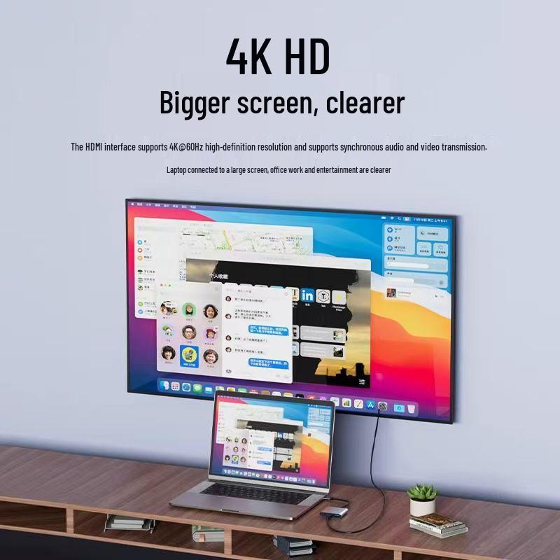 5-in-1 USB-C to HDMI Docking Station: 4K HD USB Hub for Laptop/Phone/Switch