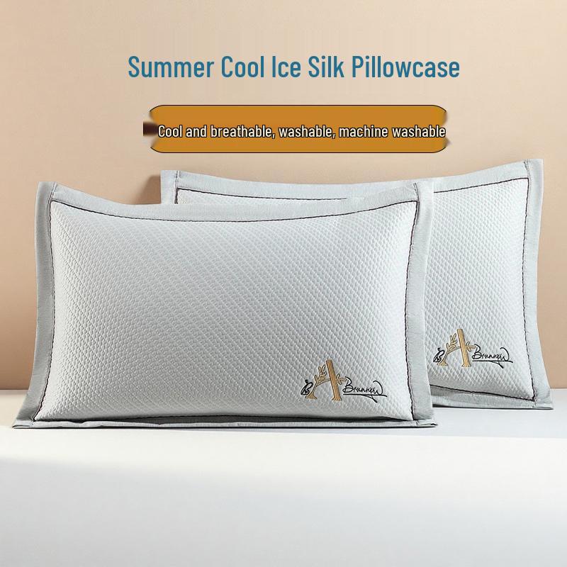 Cooling Ice Silk Summer Pillowcase, Machine Washable, Single Size