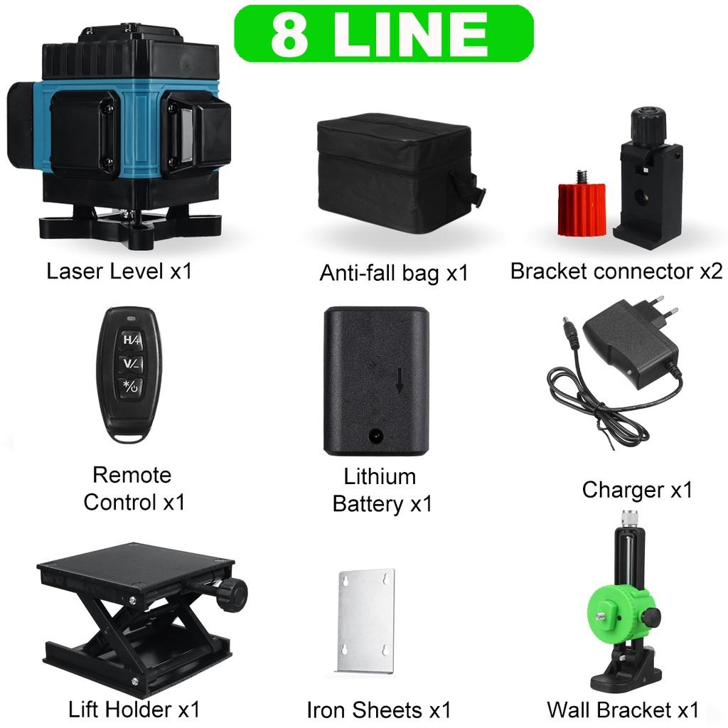 3D/4D 16/12/8 Lines Level Self-Leveling 360 Horizontal And Vertical Cross Super Powerful Green Laser Level Laser Level