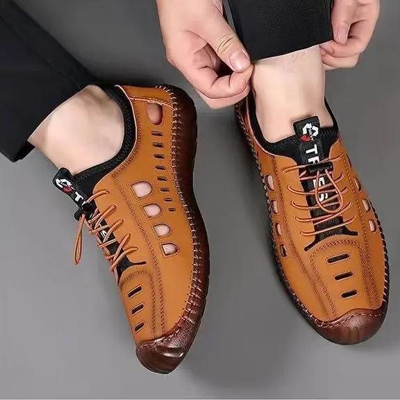 Men's Leather Shoes Moccasin Male Casual Shoe Soft Non Slip and Waterproof Luxury Sale Adults Designer Pu In Promotion Size 45