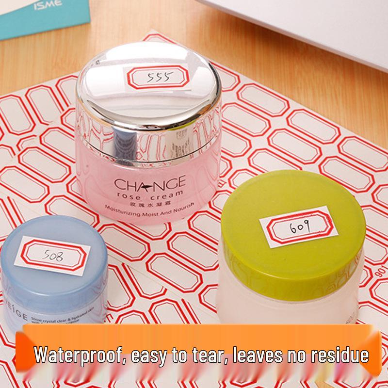 Waterproof, Oilproof Removable Self-Adhesive Clothing Labels for Name, Date, Price, and Classification.