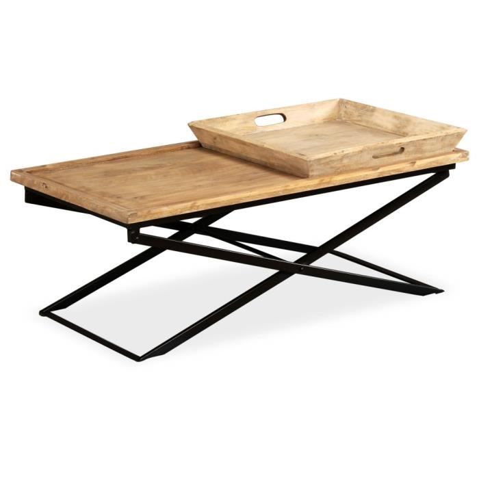 VidaXL Table basse Bois de manguier massif 110 x 55 x 42 cm
