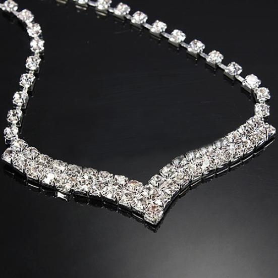 Fashion Women Lady Rhinestone Stud Earring Necklace Wedding Bridal Jewelry Set
