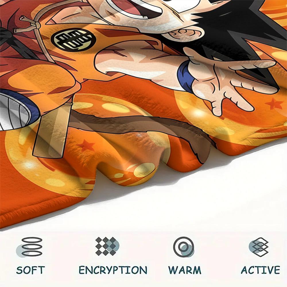 1PC Son Goku Patterned Flannel Blanket Suitable For All Seasons For Home Decor Warmth And Comfort Gifts Holiday Present