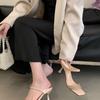 Beautiful High-heeled Fashionable Temperament Square-headed Open-toed Slippers for Women's Summer Wear with Skirts, Rhinestone Cool Slippers for Women