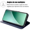 Coque + 2 Verres Trempés pour Xiaomi 15 Pro, Flip Case Cuir Synthétique Souple Antichoc Anti-Rayures - Bleu Marine