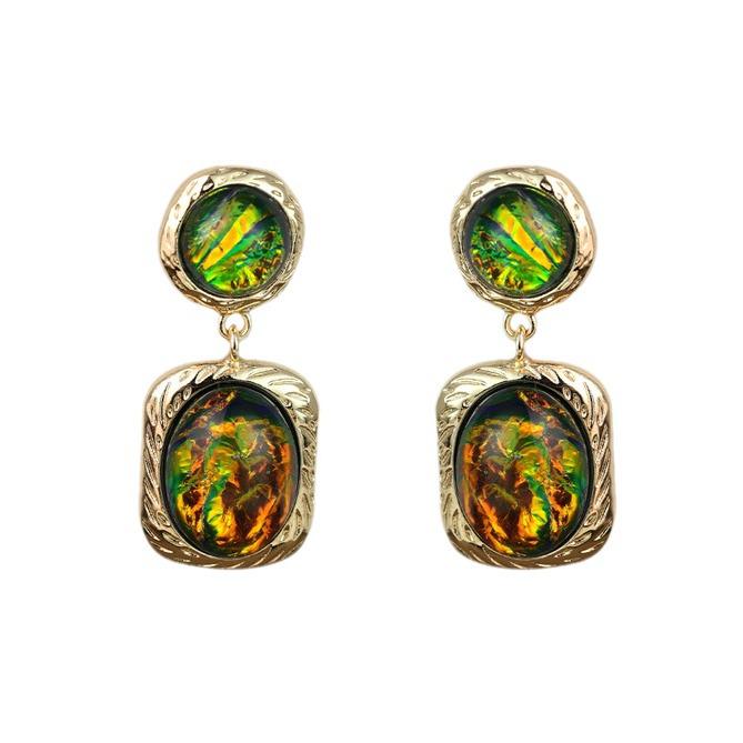 French Geometric Court-Style Dangle Earrings - Luxurious, Retro, Natural Niche Design