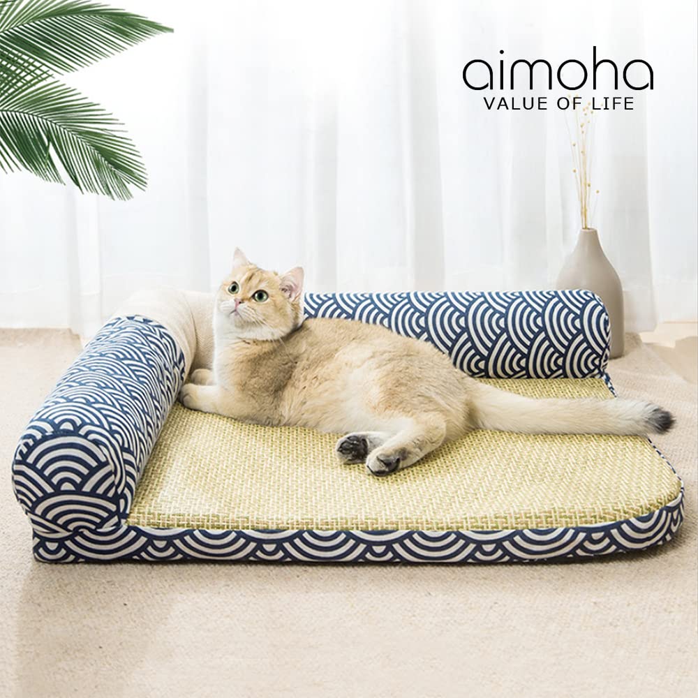 Aimoha Japanese Style Cool Washable Pet Bed Cat Dog M Blue