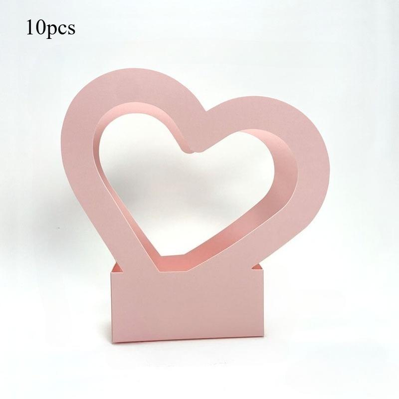 10pcs Heart Hollow Out Flower Bouquet Gift Box Handheld Flower Box Birthday Wedding Anniversary Perfect for Rose Tulip and More