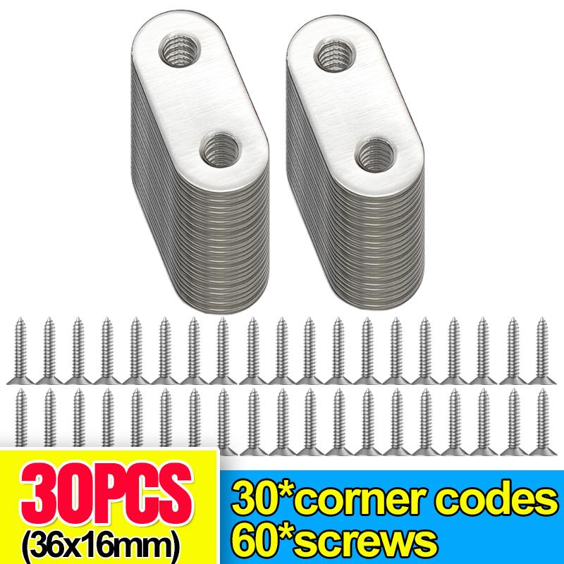 Stainless Steel Corner Bracket Metal Flat Straight Brace Fixed Connecting Plate Corner Brackets For Reapiring Furniture Cabinet