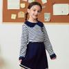 PawinPaw Girls' Striped Lapel Long Sleeve T-Shirt