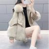 Imitation fur autumn and winter new casual temperament PU leather imitation fox hair medium and long thickened down cotton clothes