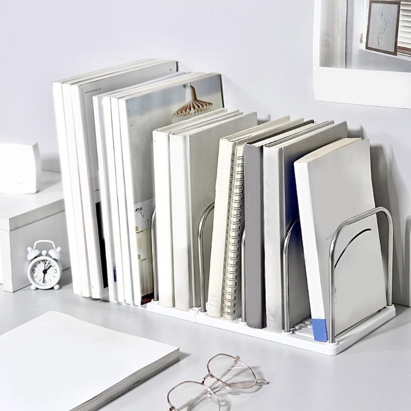 Desk File Sorter Organizers Rack 6 Section Book End Desktop Bookshelf Space Saving Bookend Magazine Stand 37x145x135mm