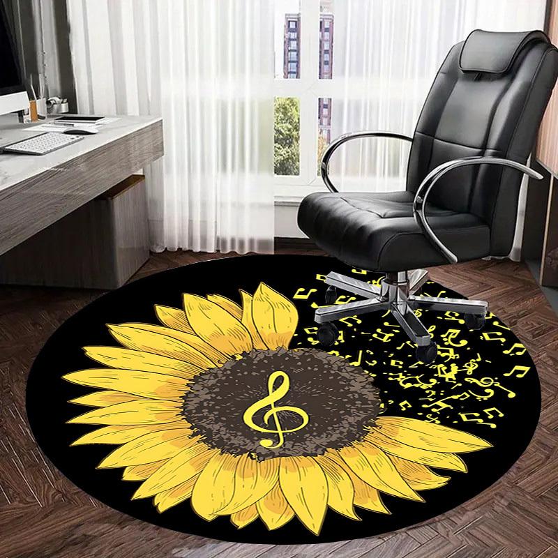 1pc Office Carpet Chair Mats Sunflower Music Notes Artwork Perfect for Decorating Office Chairs, Living Rooms, Or Bedrooms
