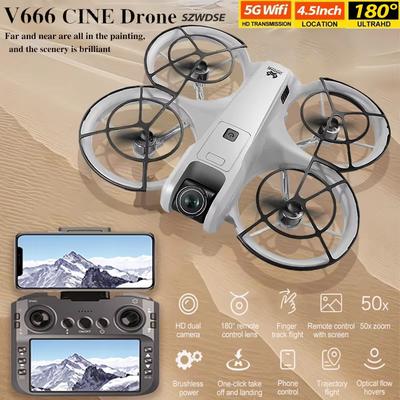 Neuer V666 Drohne 4K Professionell HD Weitwinkel 180° Kamera WiFi FPV RC Drohne Höhenhaltung Hubschrauber 4,5 Zoll Großbildschirm Quadcopter Spielzeug