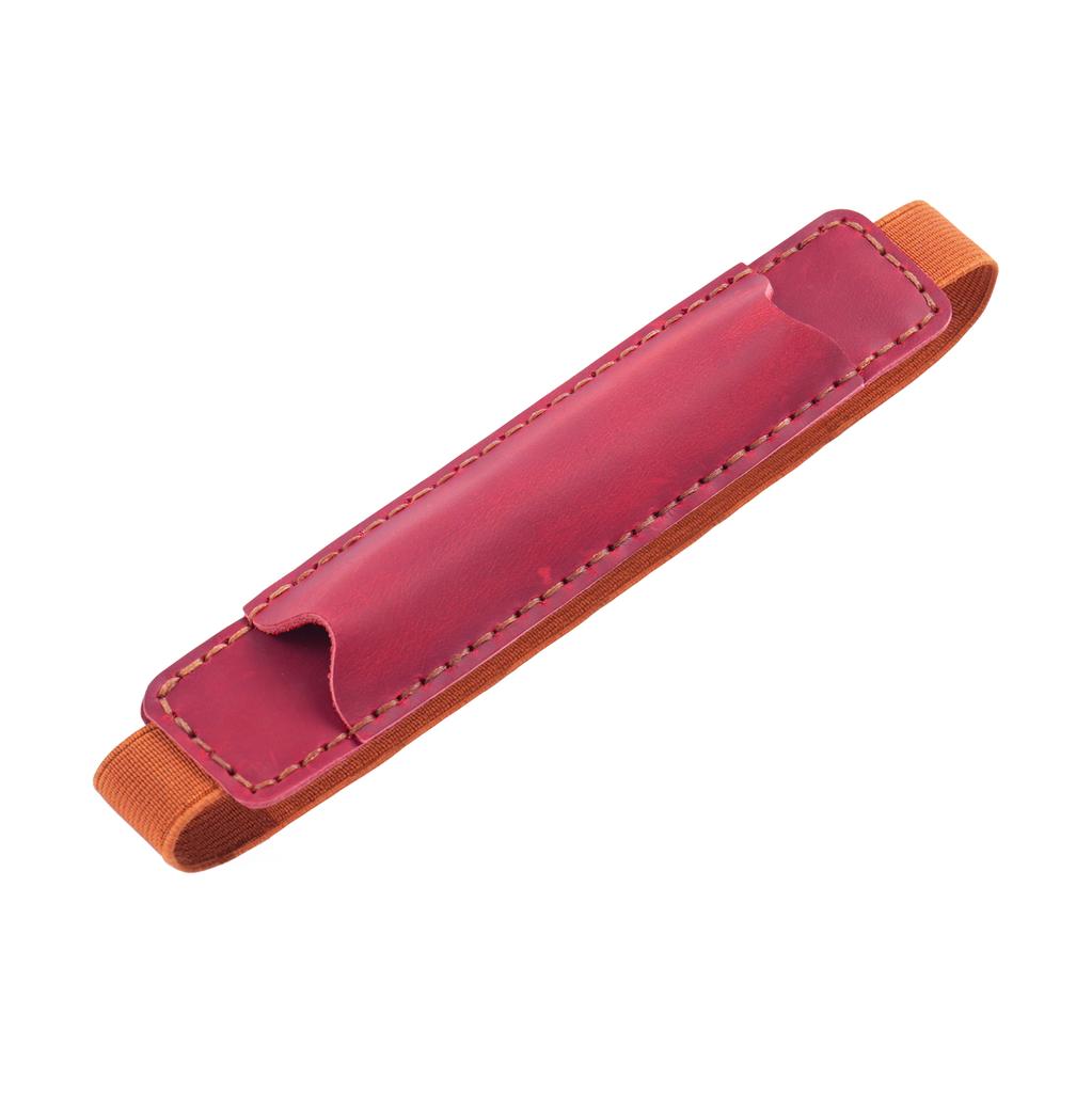 Top Leather Pencil Bag with Elastic Band, Retro Pen Case Holder for Travel Notebook, Portable Pen Pouch School Office Stationery